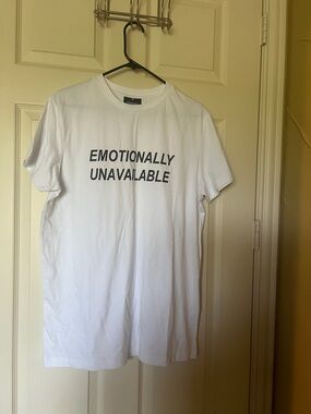 White 'Emotionally Unavailable' Graphic Tee - Men